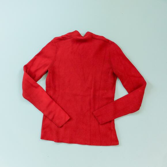 Peruvian Connection Red Long Sleeve Scoop Front Ribbed Sweater Size XSmall - Picture 6 of 6